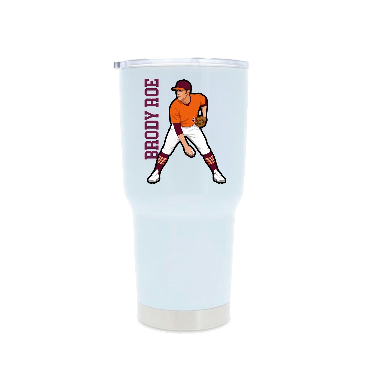 30oz Stainless Steel Tumbler — Name Vertical in White