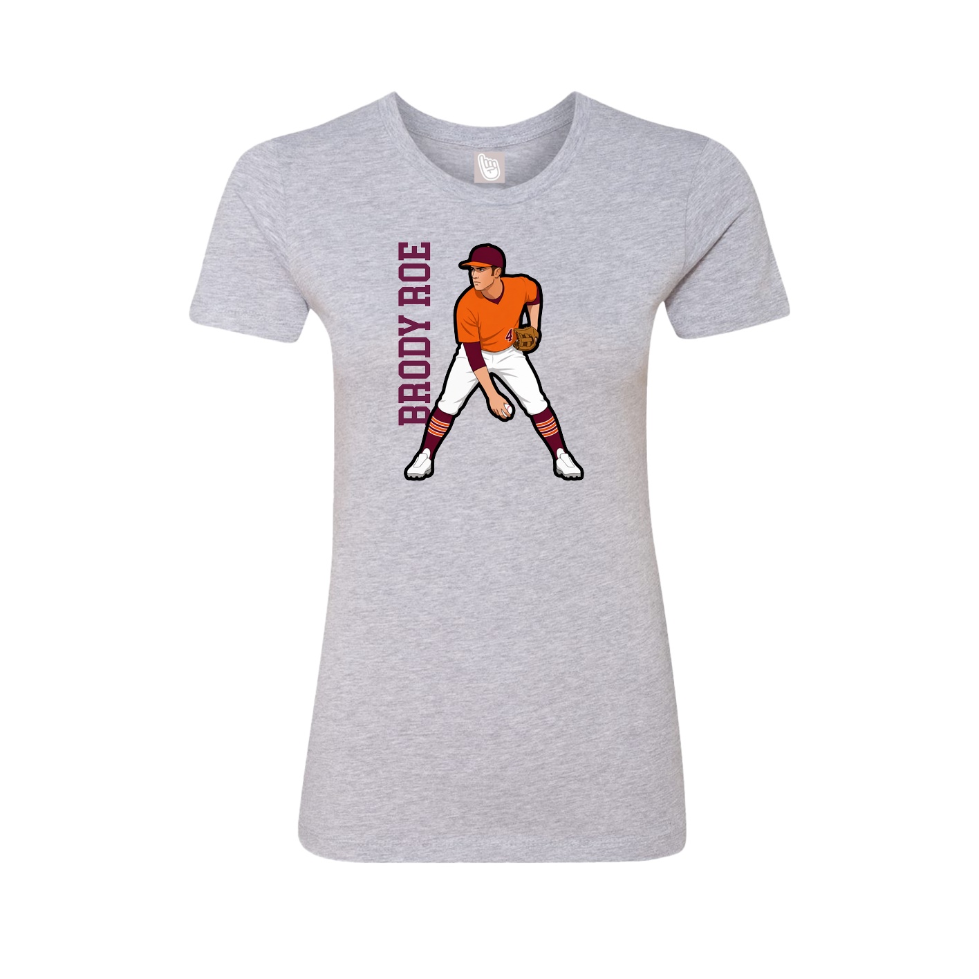 Fitted Women's Tee — Name Vertical in Grey