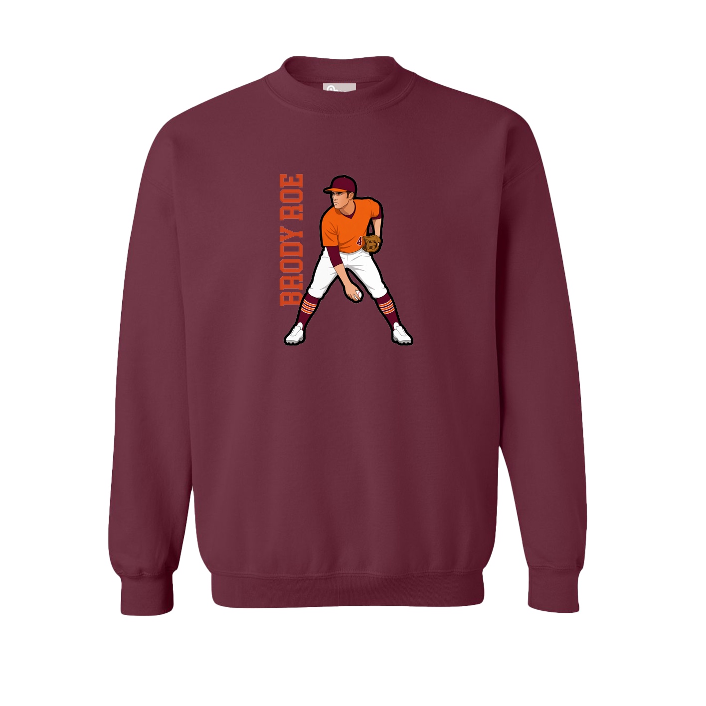 Fleece Crew — Name Vertical in Maroon