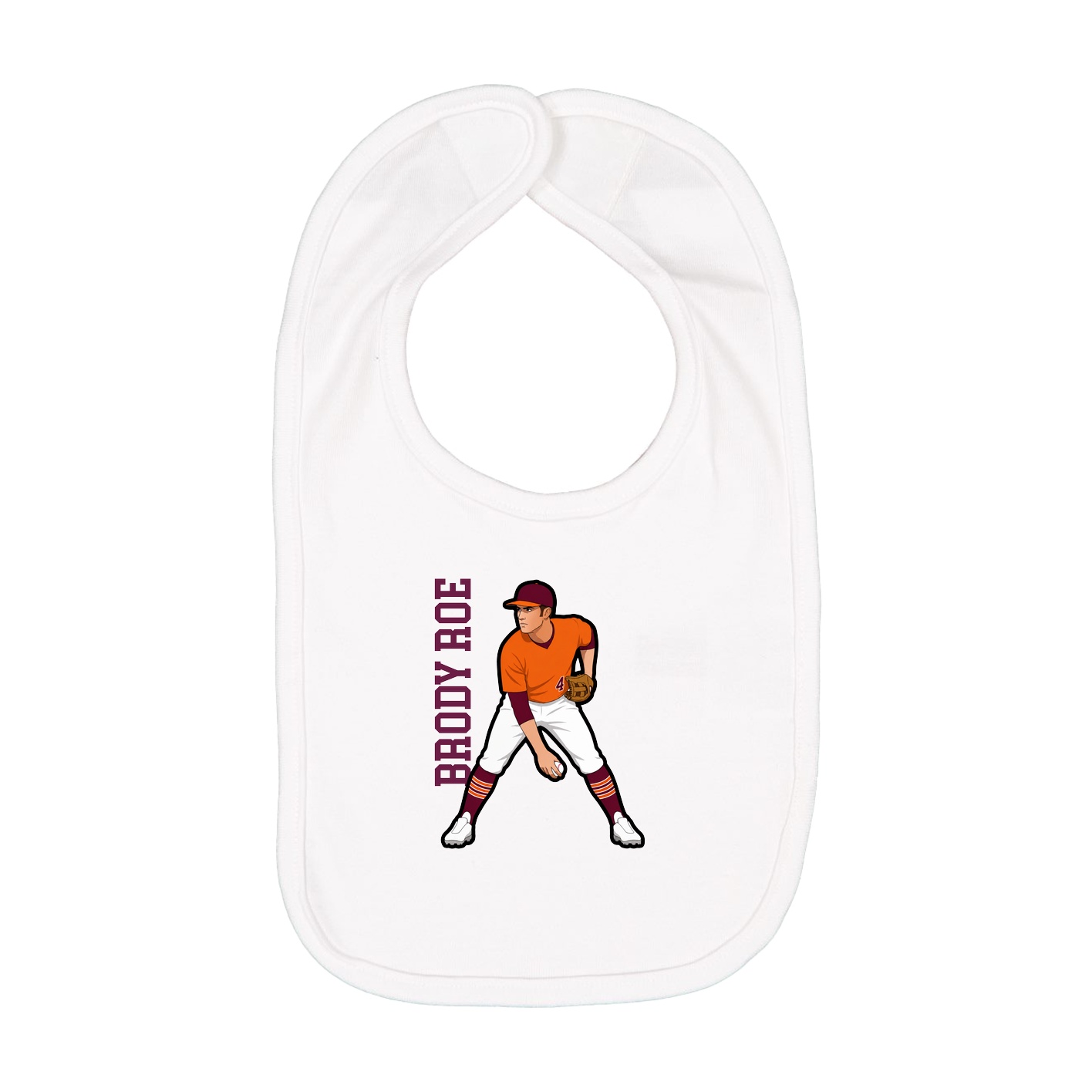 Infant Bib — Name Vertical in White