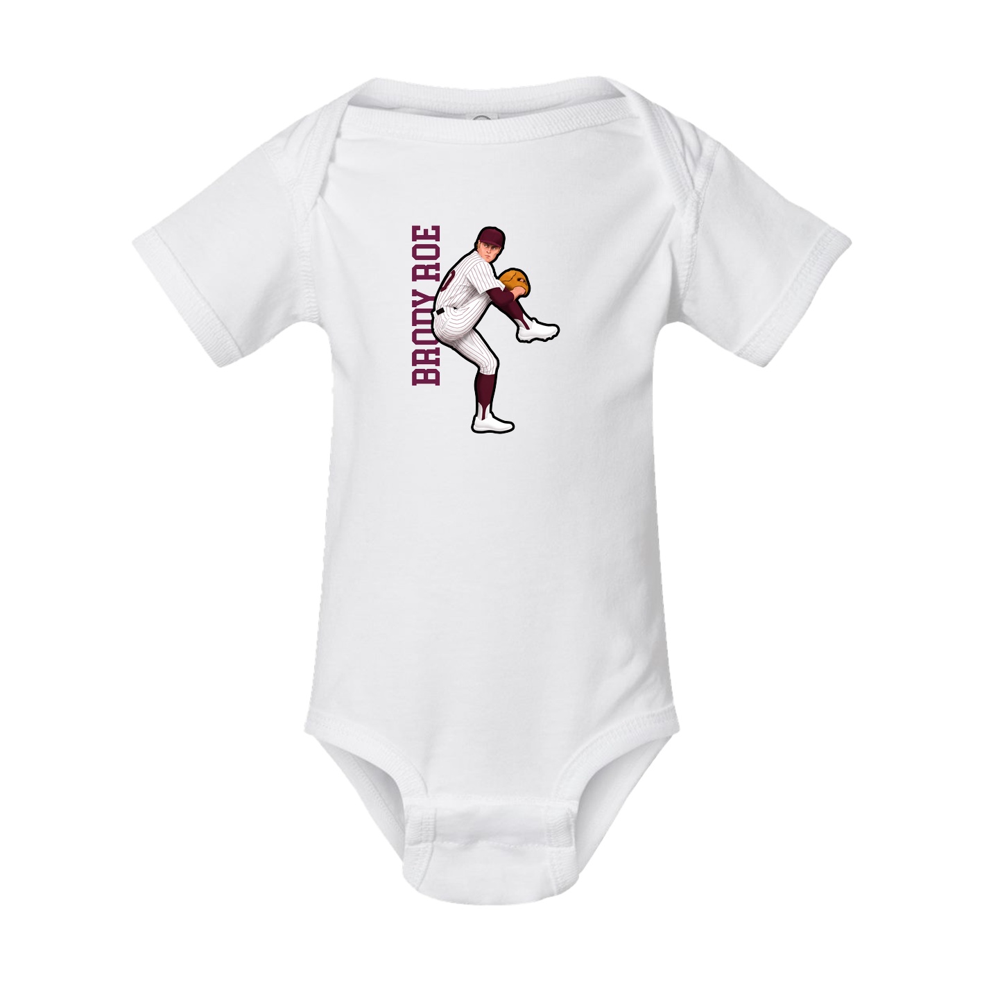 Baby Onesie — Name Vertical in White