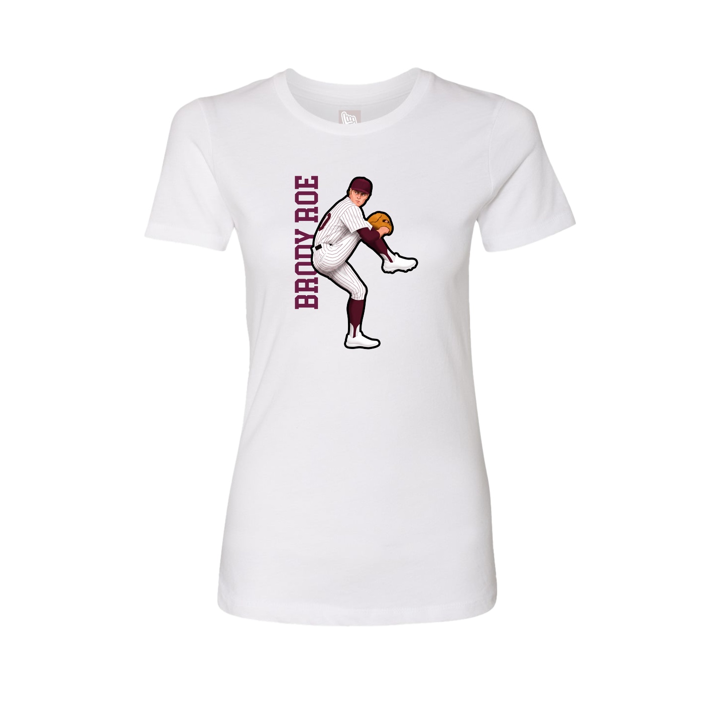 Fitted Women's Tee — Name Vertical in White