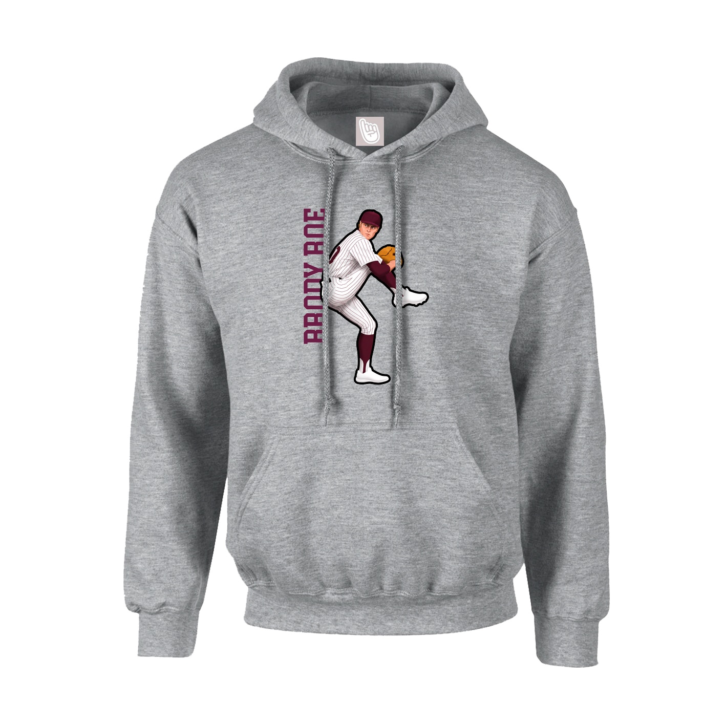 Youth Hoodie — Name Vertical in Grey