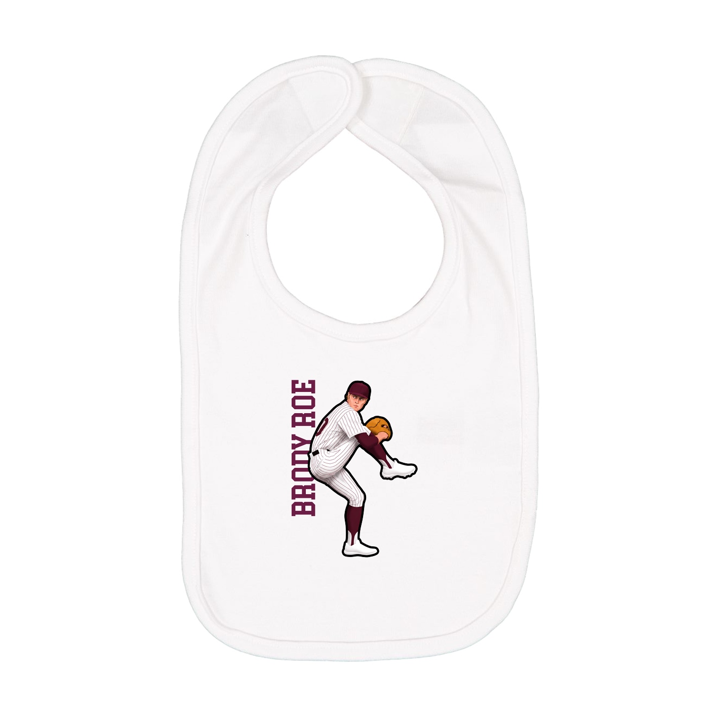 Infant Bib — Name Vertical in White