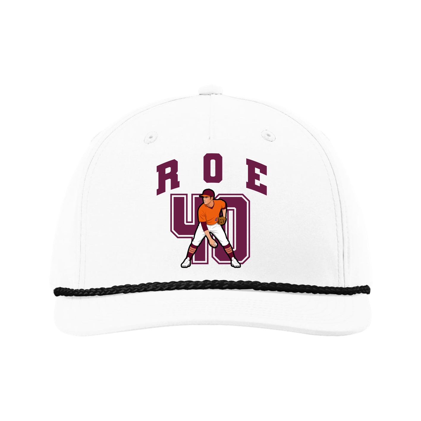 Five-Panel Classic Rope Cap — Number in White
