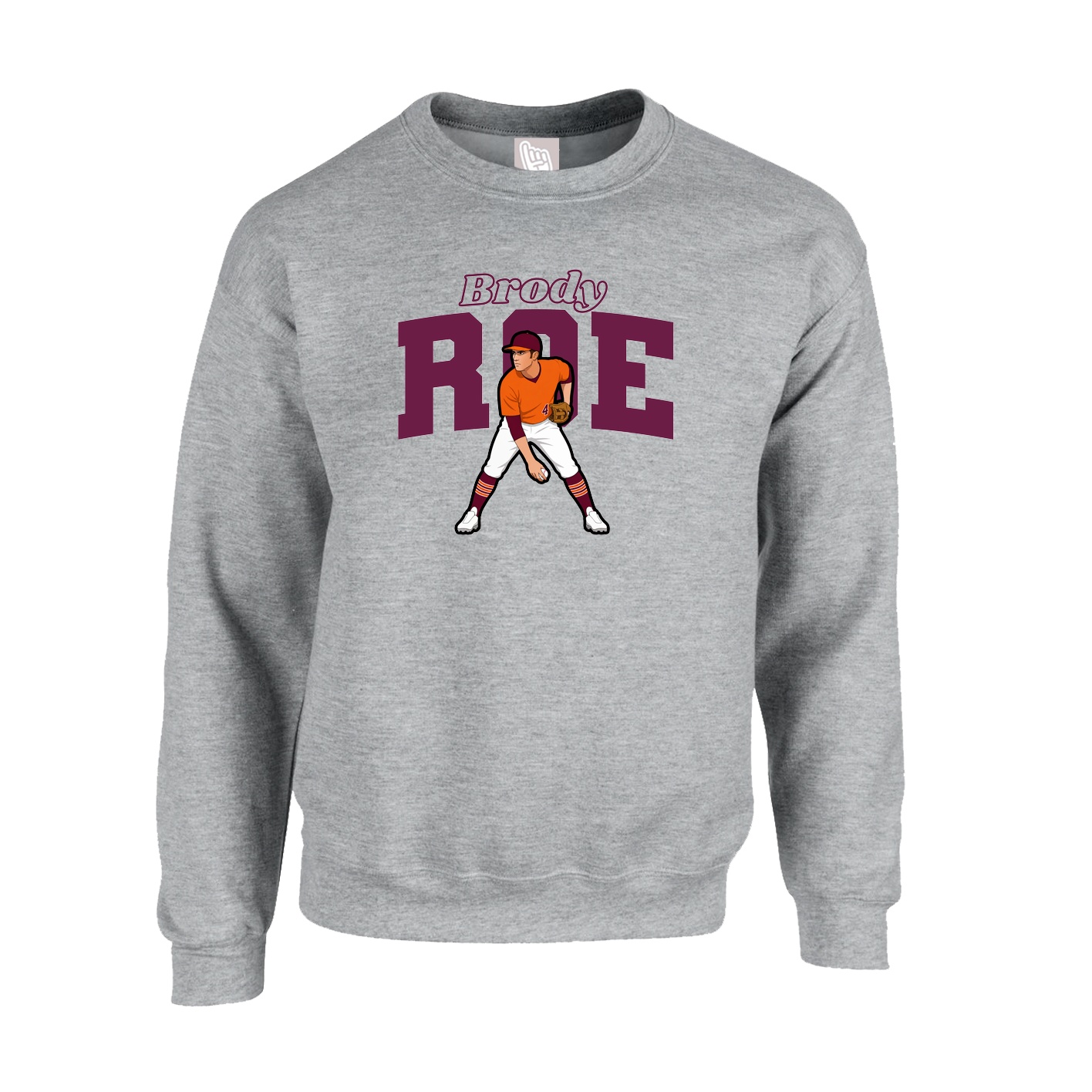 Fleece Crew — Name Arch in Grey