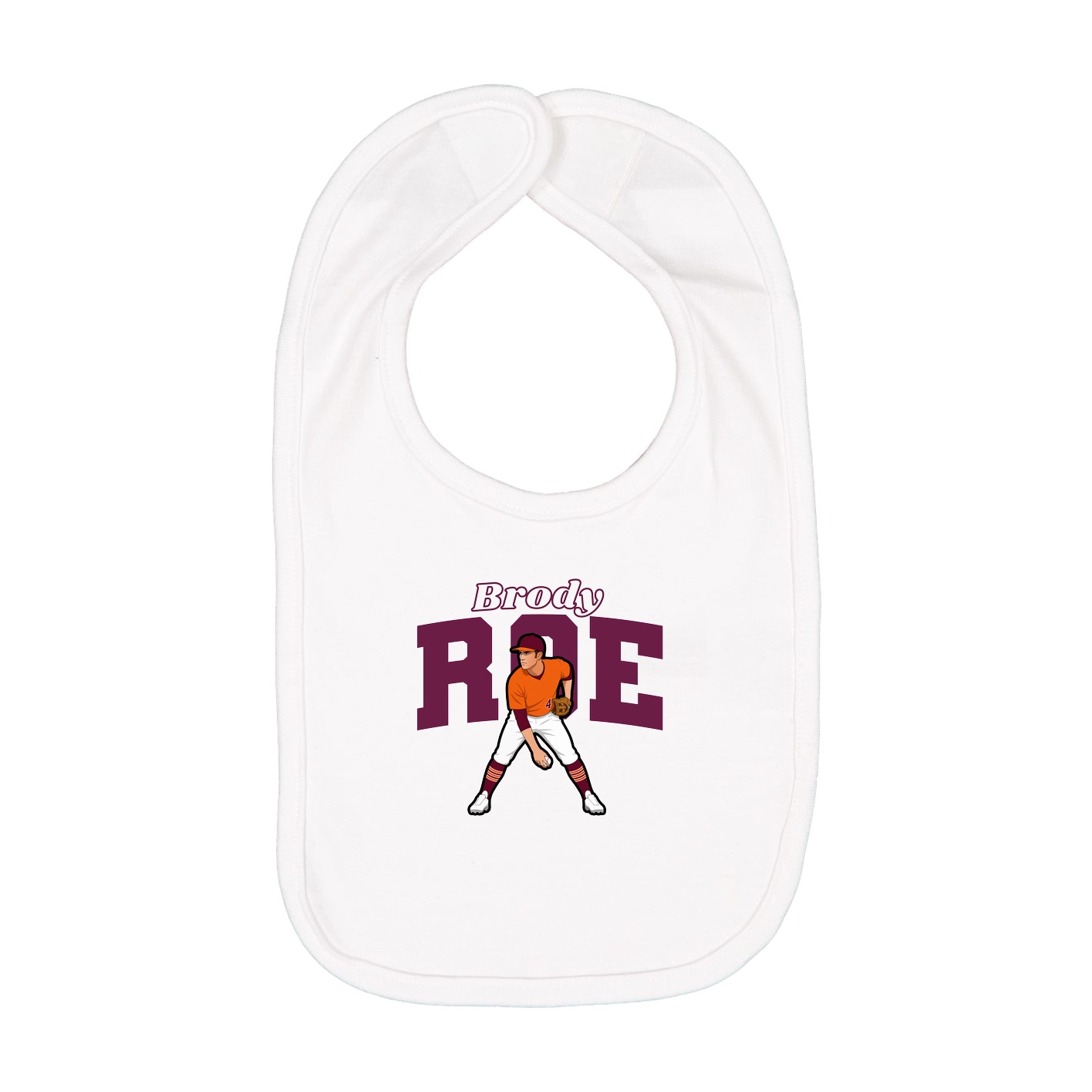 Infant Bib — Name Arch in White