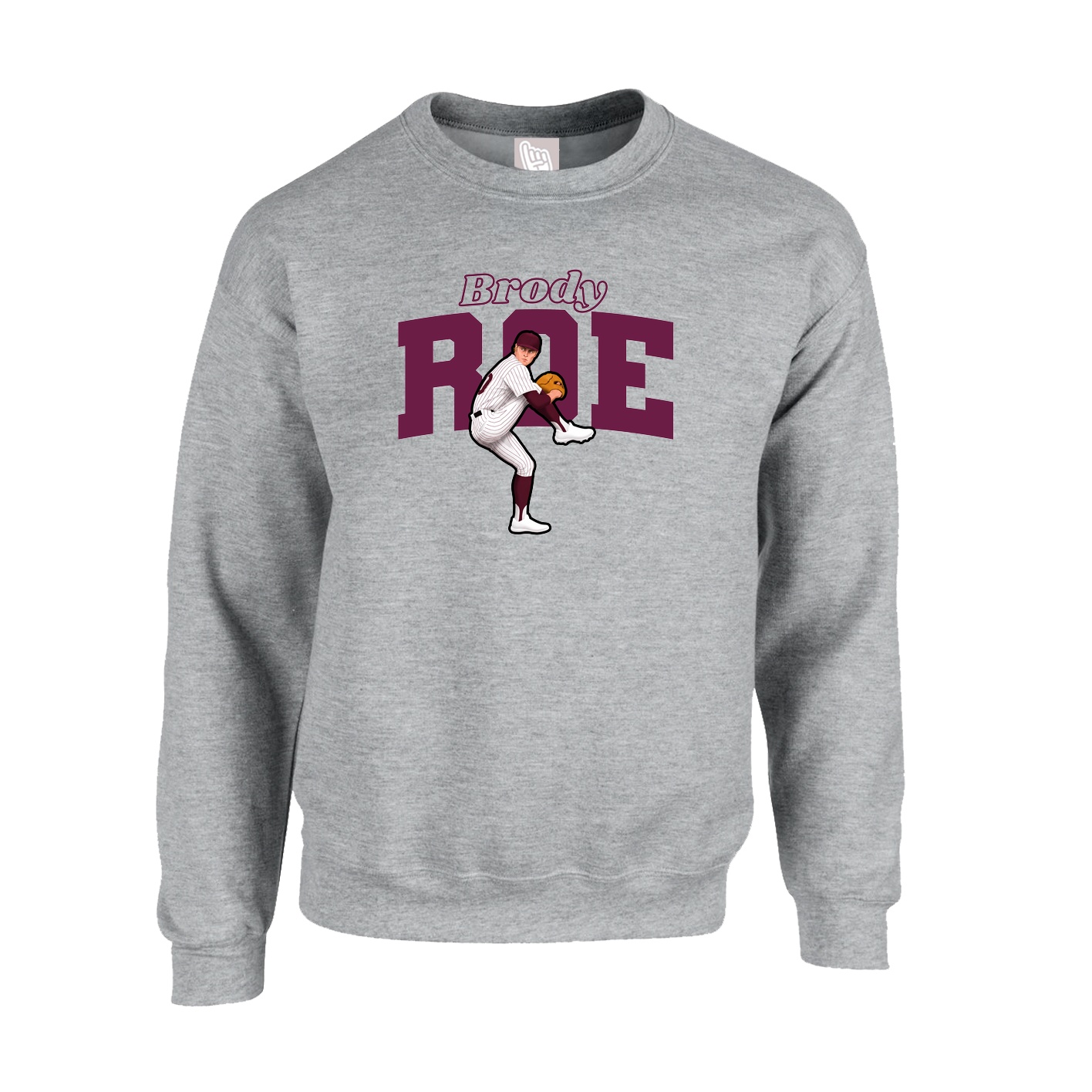 Fleece Crew — Name Arch in Grey
