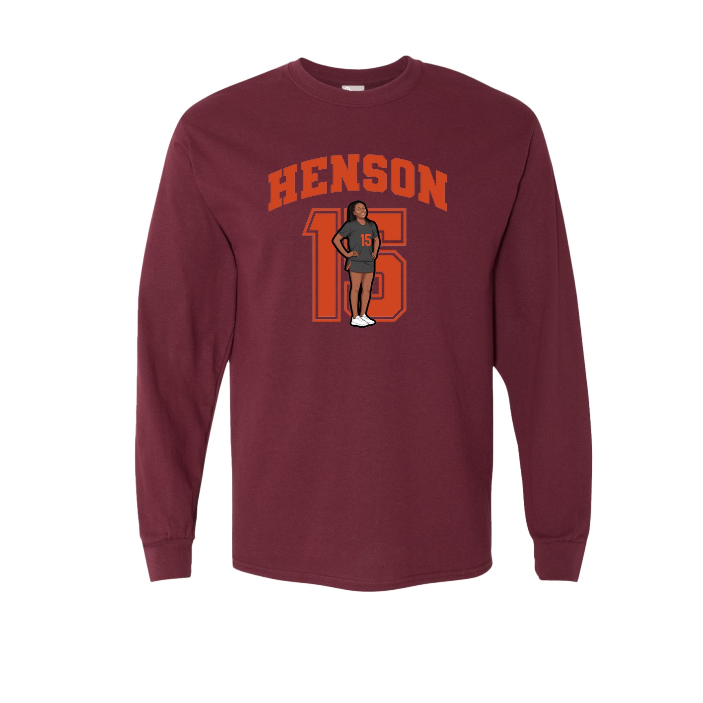 Long Sleeve Tee — Number in Maroon