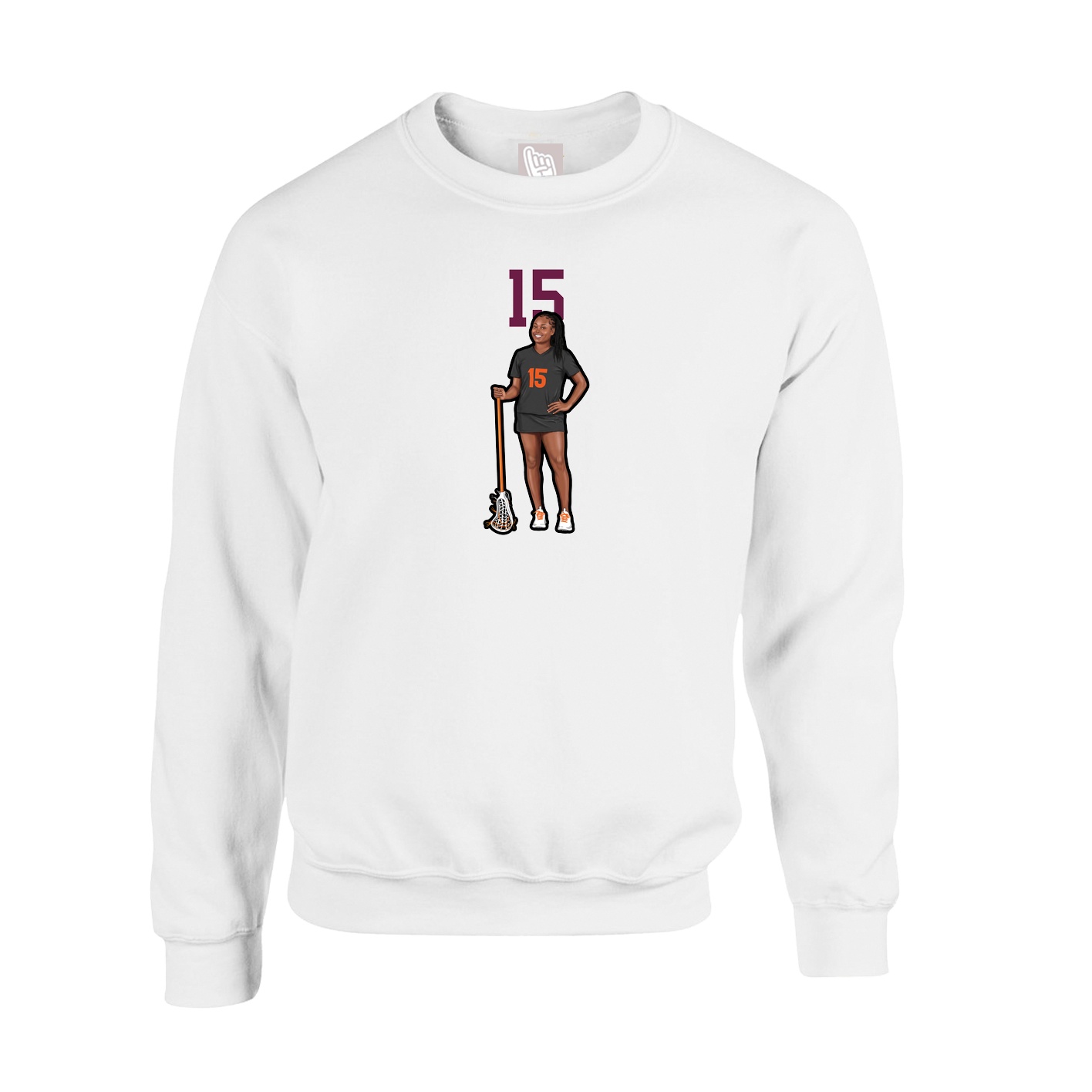 Fleece Crew — Number Top in White