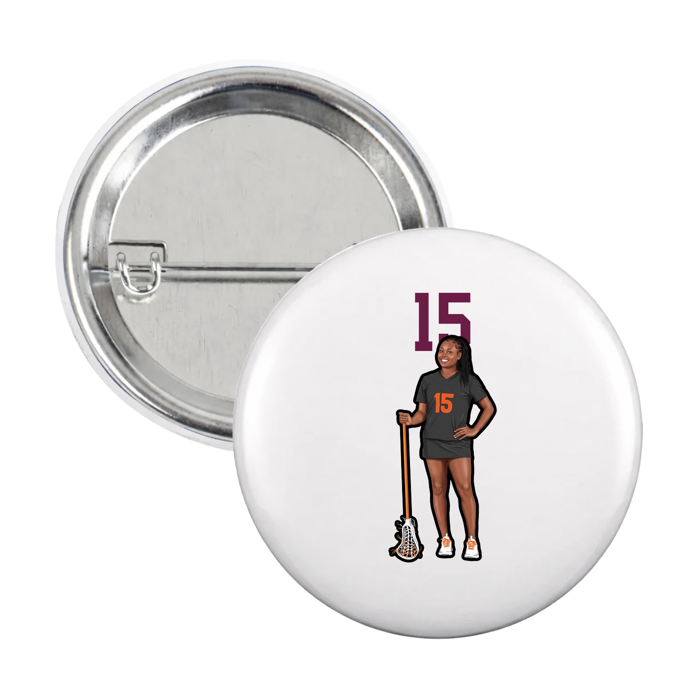 Game Day Button — Number Top in White