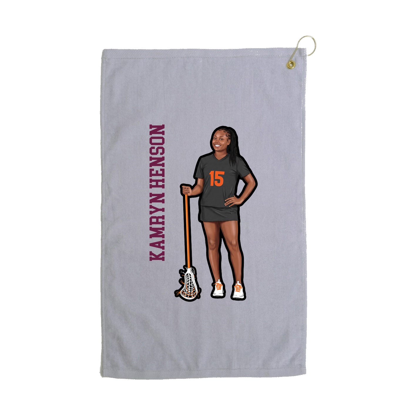 Golf Towel — Name Vertical in Grey