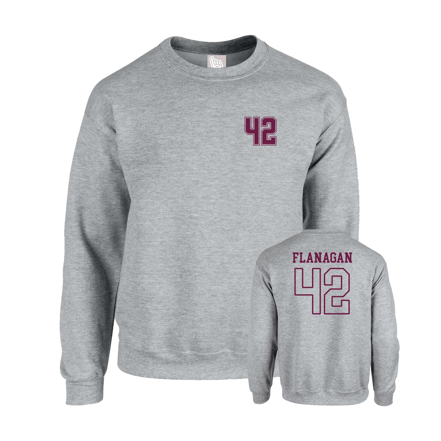 Fleece Crew — Chest Back in Grey