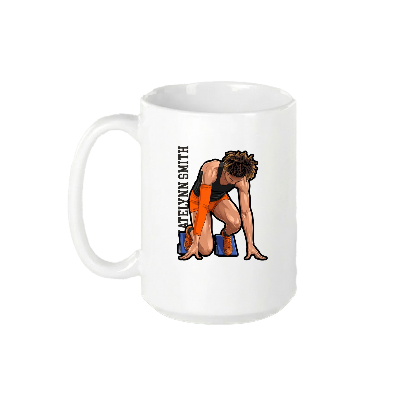15oz Coffee Mug — Name Vertical in White