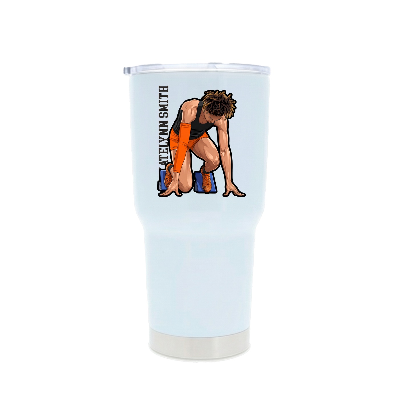 30oz Stainless Steel Tumbler — Name Vertical in White
