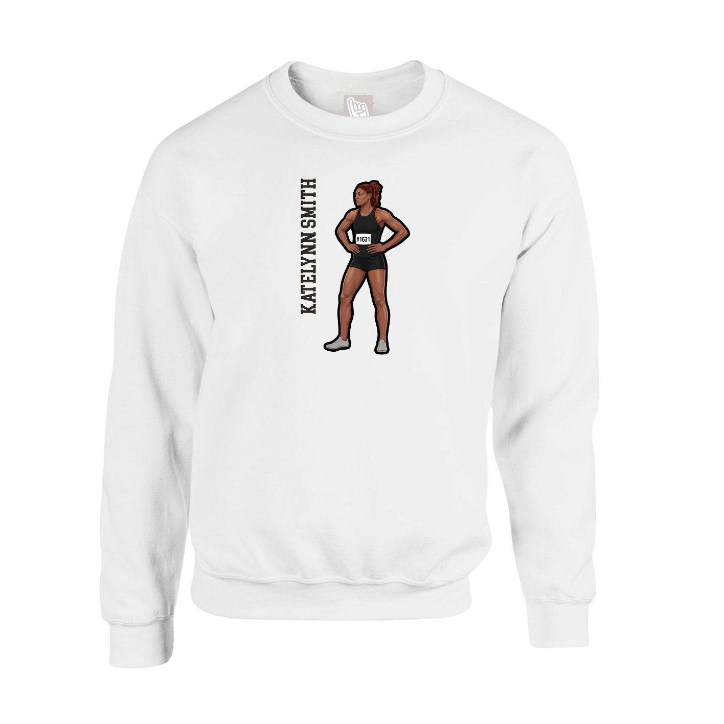 Fleece Crew — Name Vertical in White