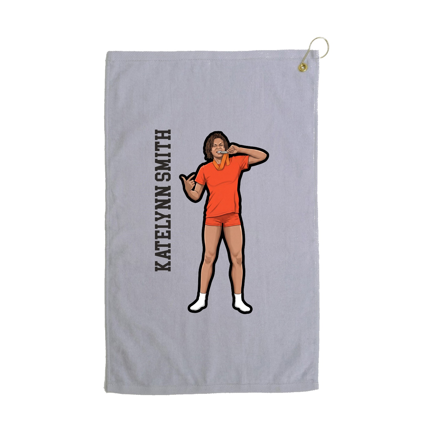 Golf Towel — Name Vertical in Grey