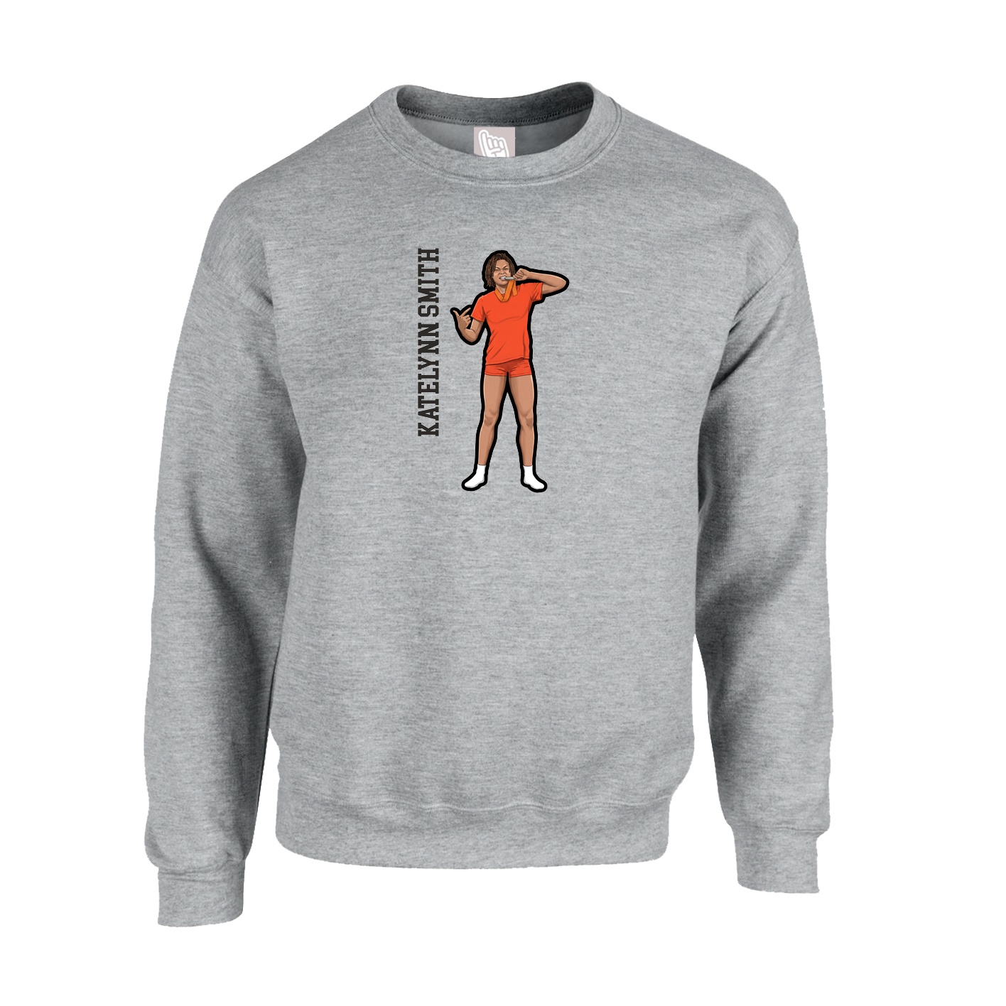 Fleece Crew — Name Vertical in Grey