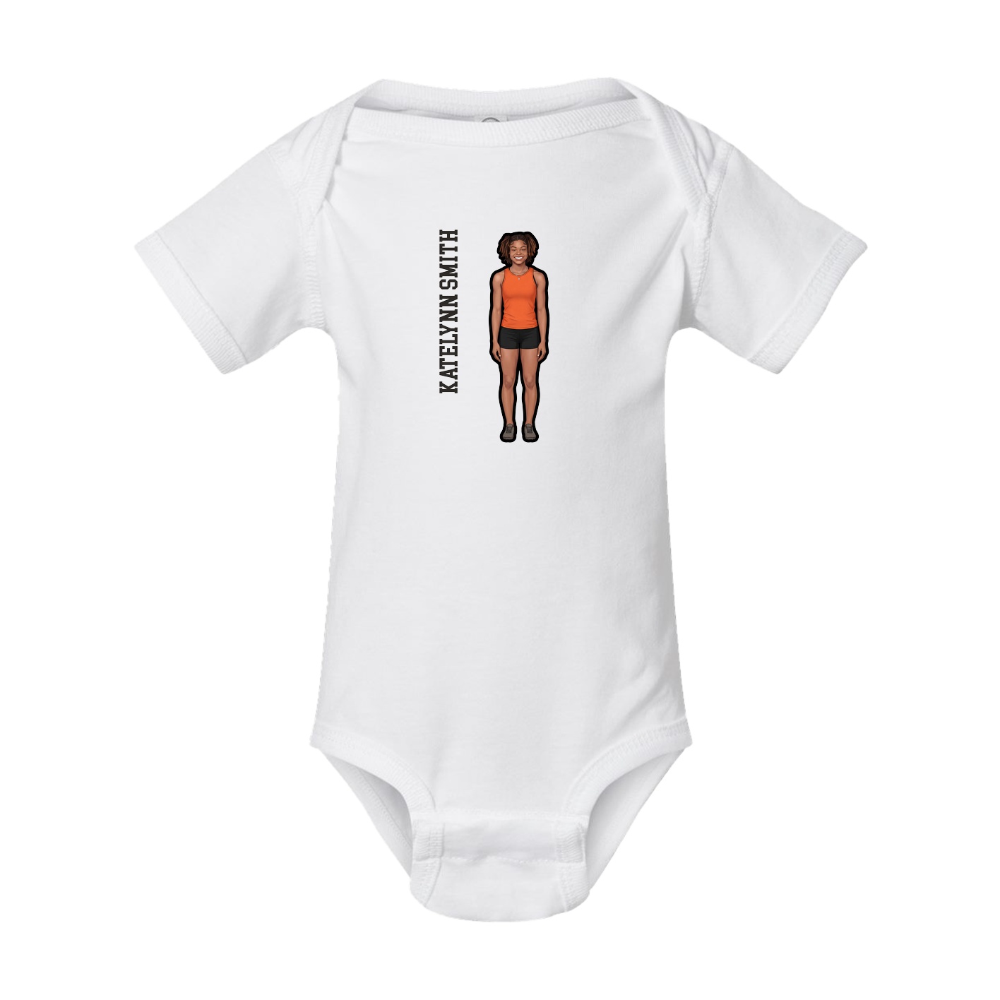 Baby Onesie — Name Vertical in White