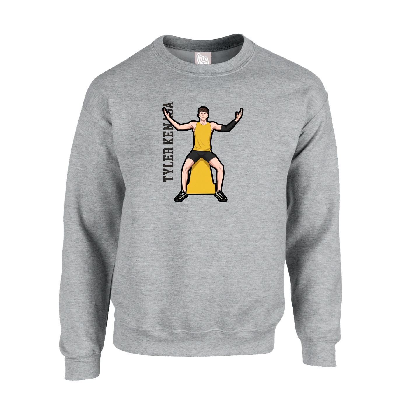 Fleece Crew — Name Vertical in Grey