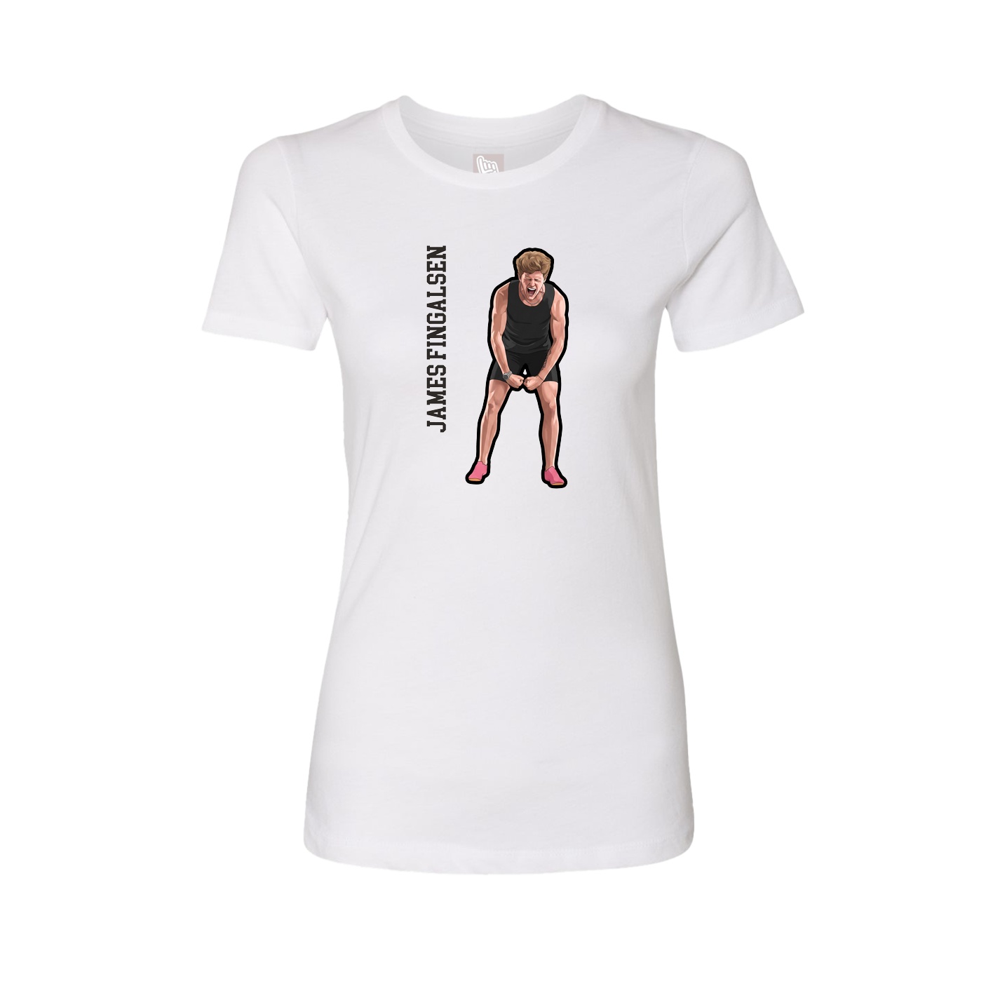 Fitted Women's Tee — Name Vertical in White