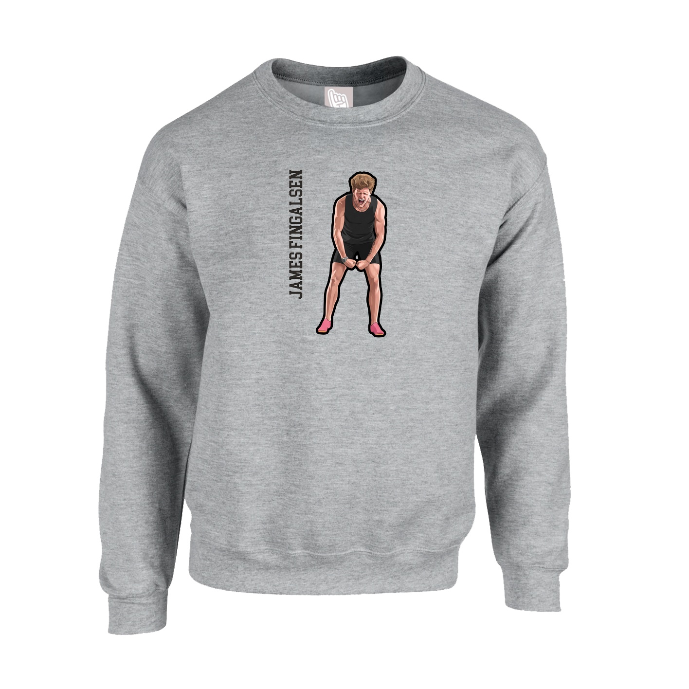 Fleece Crew — Name Vertical in Grey