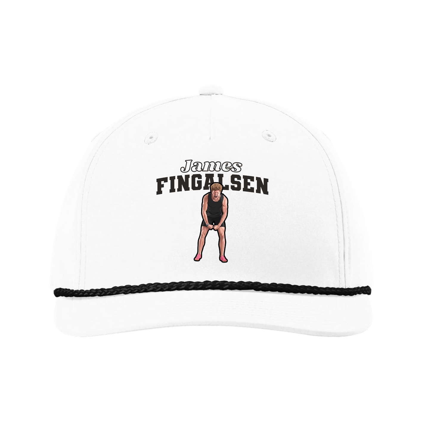 Five-Panel Classic Rope Cap — Name Arch in White