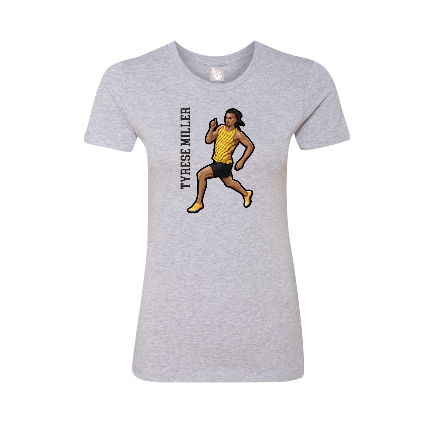 Fitted Women's Tee — Name Vertical in Grey