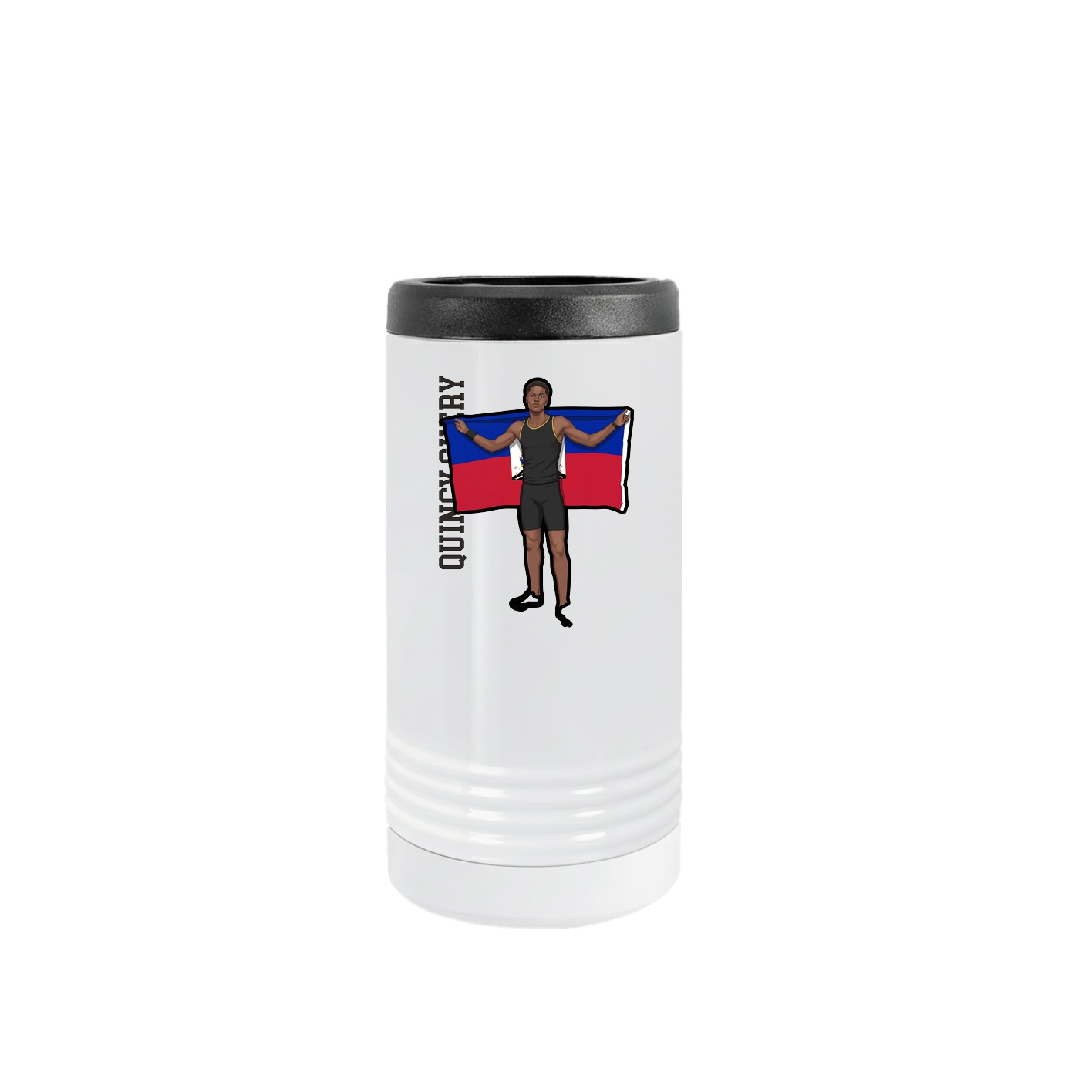 Slim Beverage Holder — Name Vertical in White