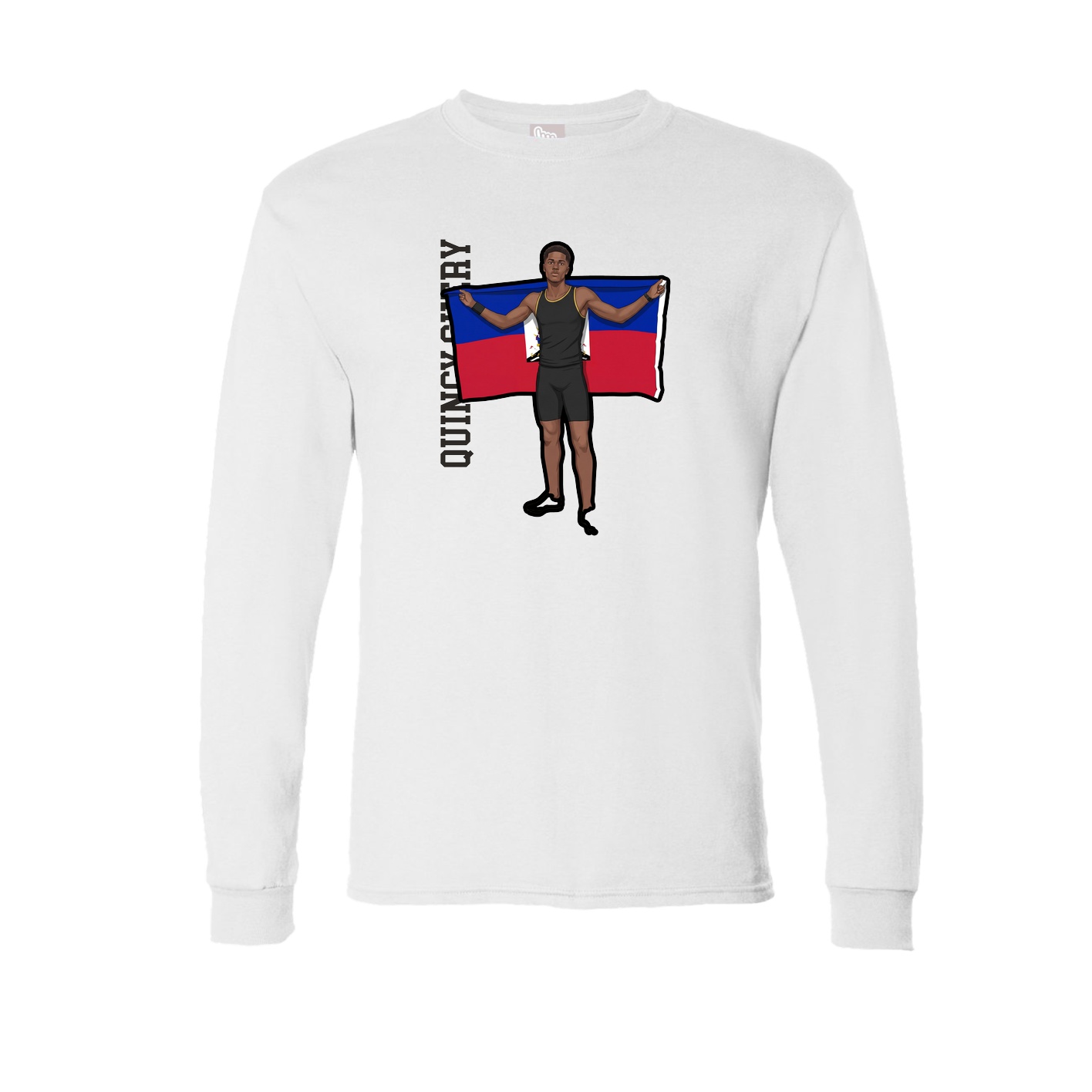 Long Sleeve Tee — Name Vertical in White