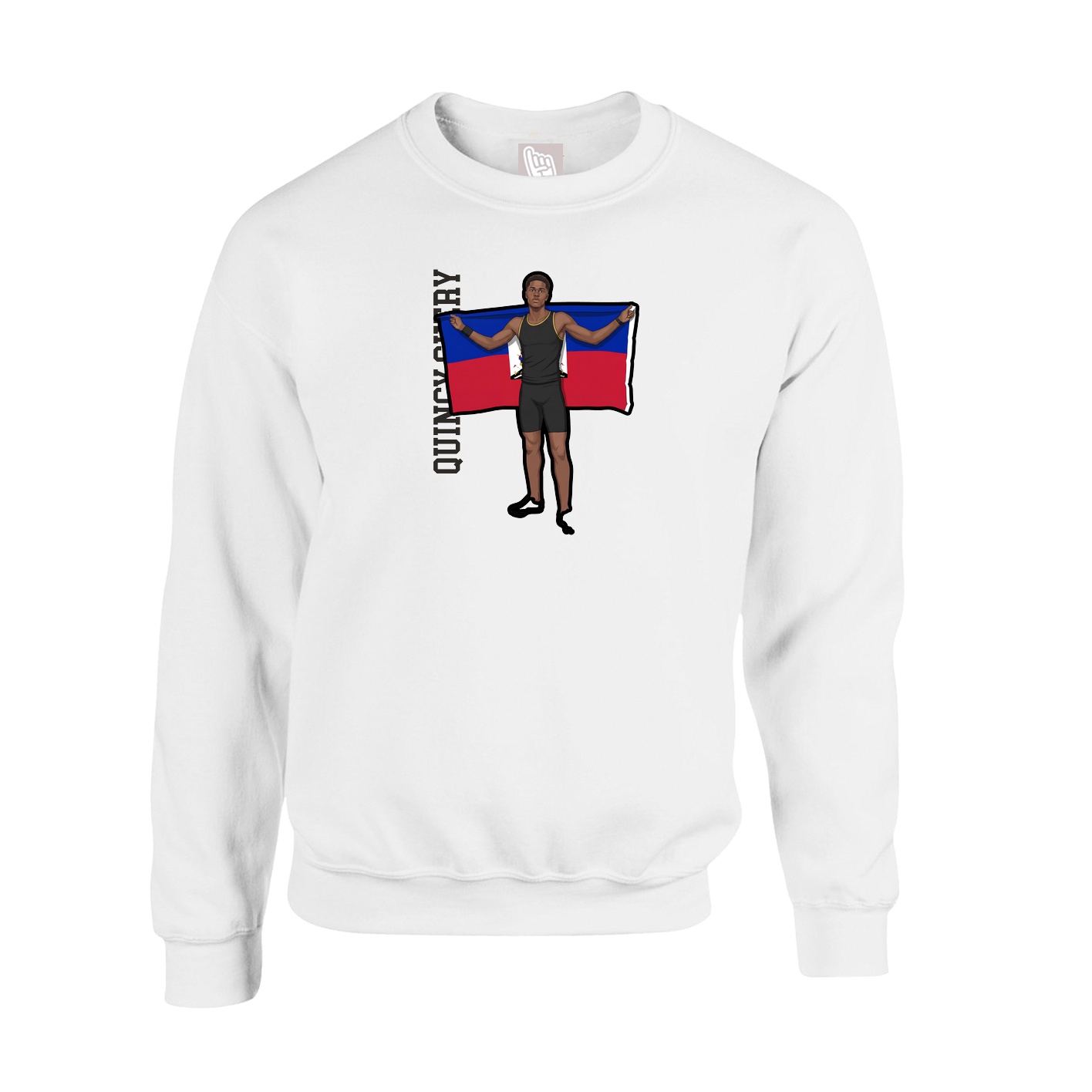 Fleece Crew — Name Vertical in White
