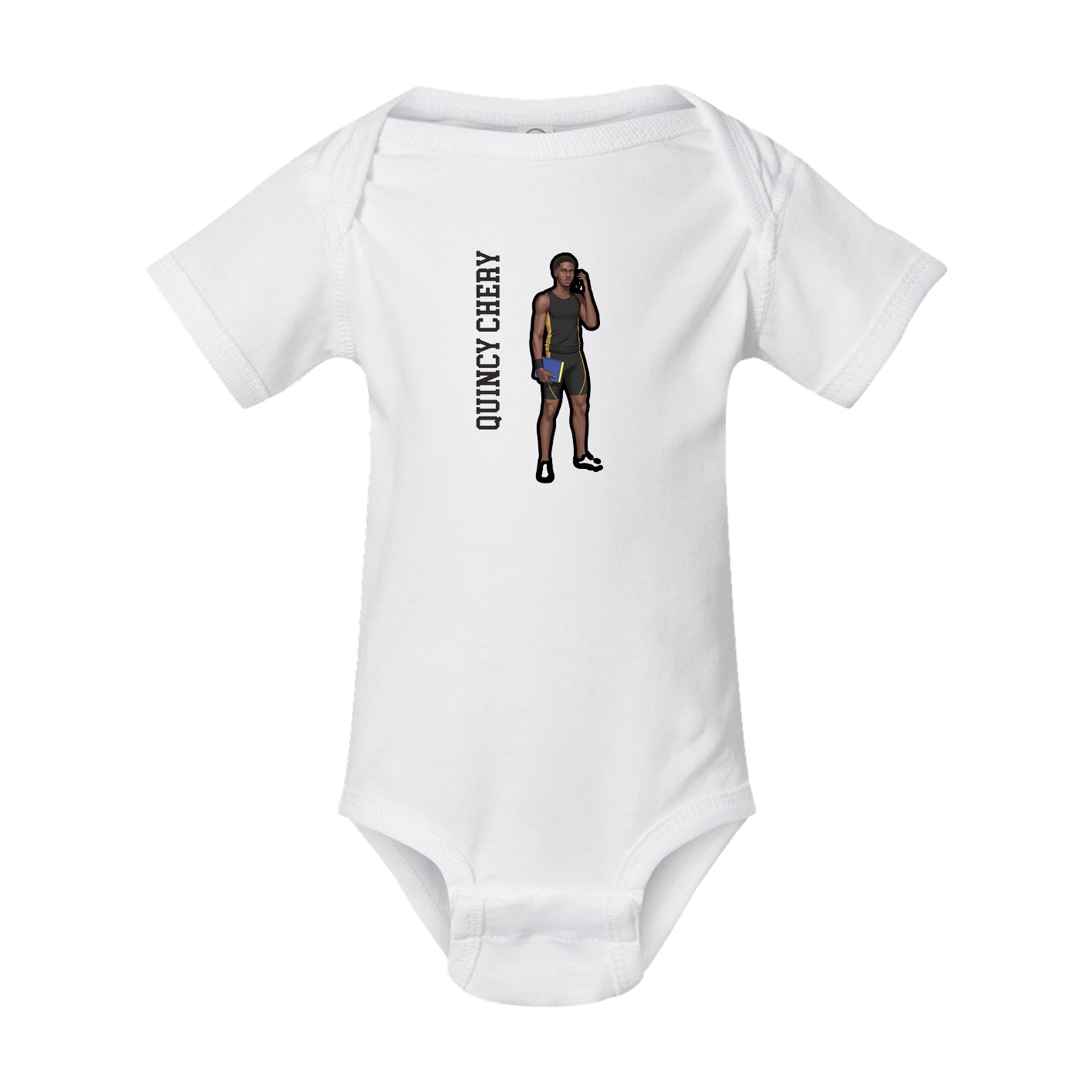 Baby Onesie — Name Vertical in White