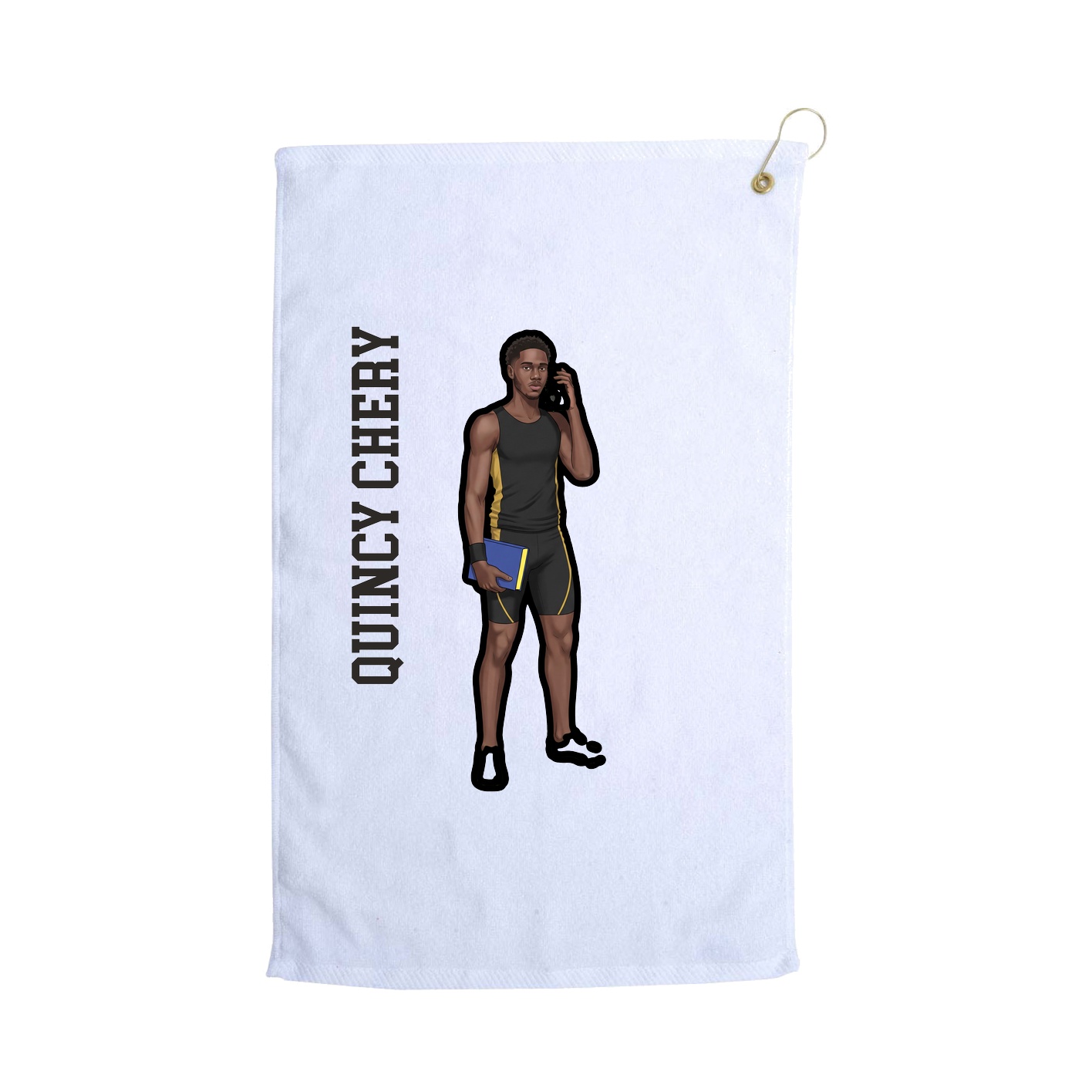 Golf Towel — Name Vertical in White