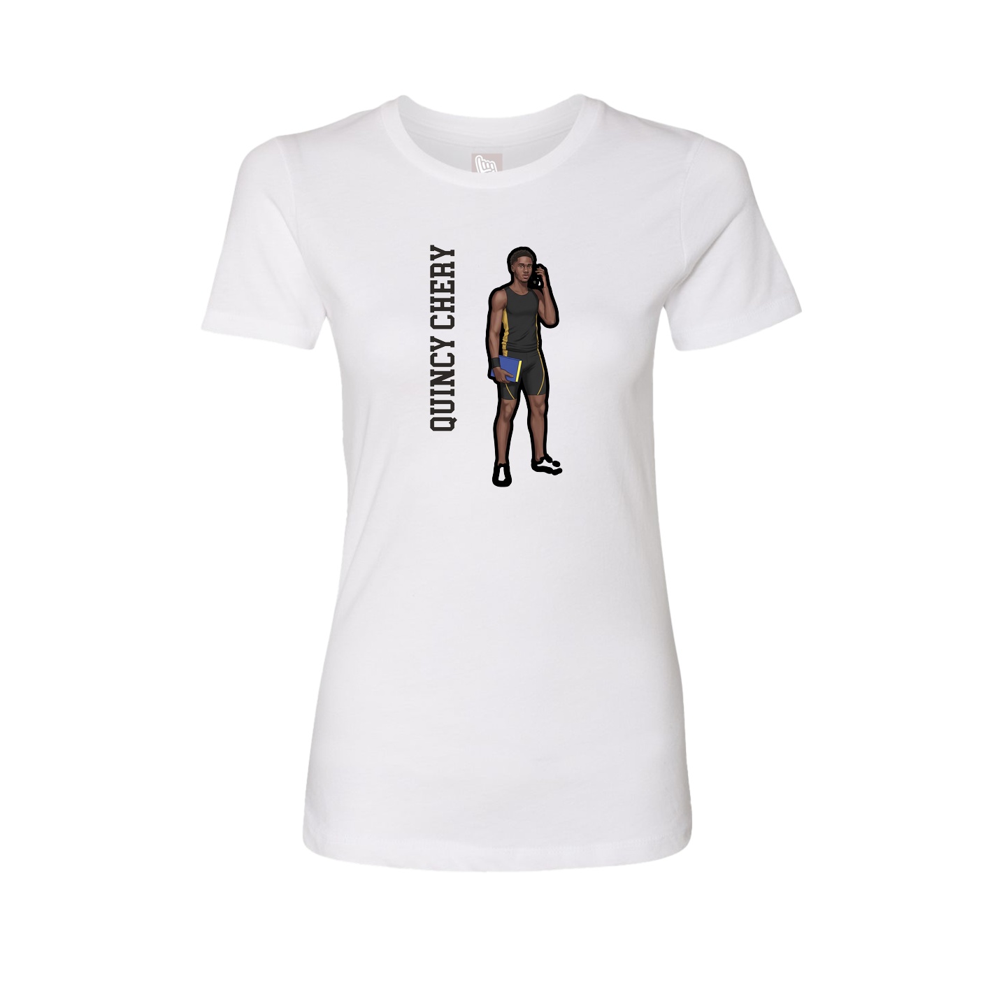 Fitted Women's Tee — Name Vertical in White