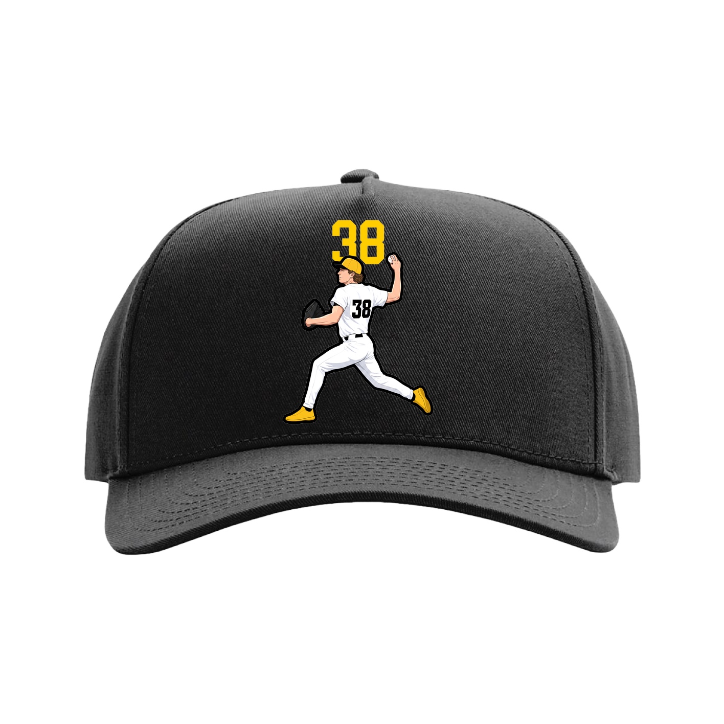 Full Fabric Five-Panel Champ Cap — Number Top in Black