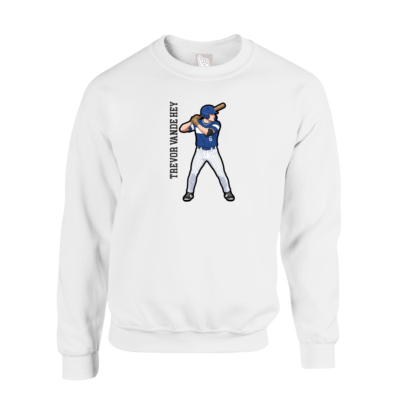 Fleece Crew — Name Vertical in White