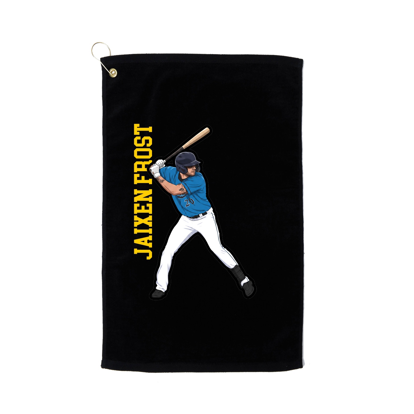 Golf Towel — Name Vertical in Black