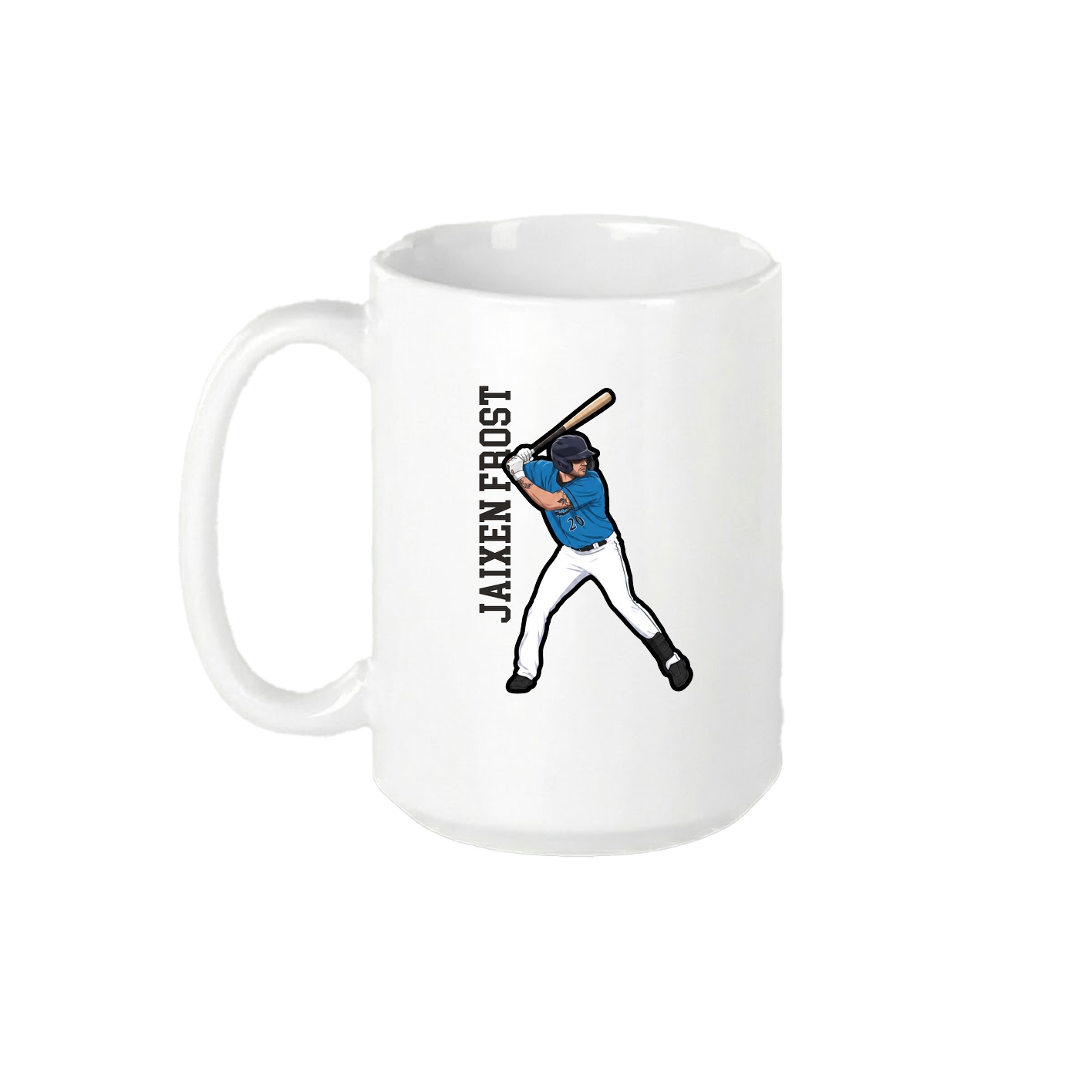 15oz Coffee Mug — Name Vertical in White