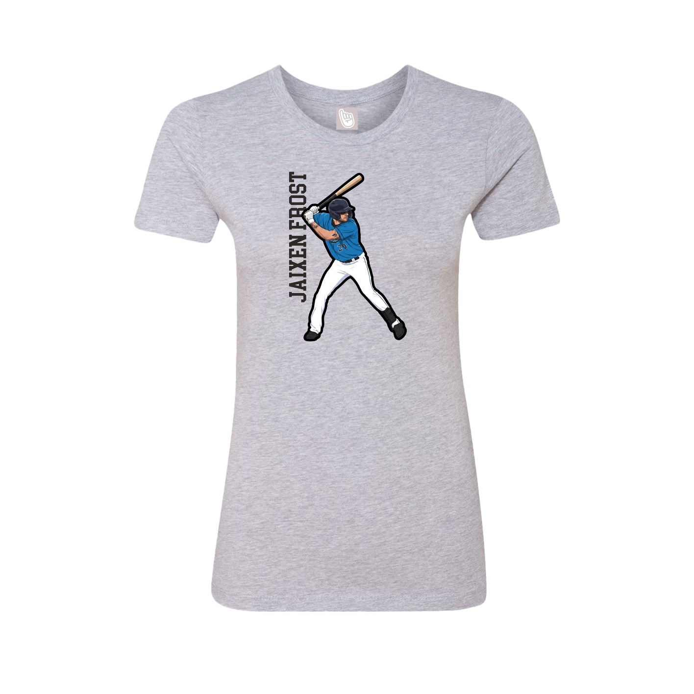 Fitted Women's Tee — Name Vertical in Grey