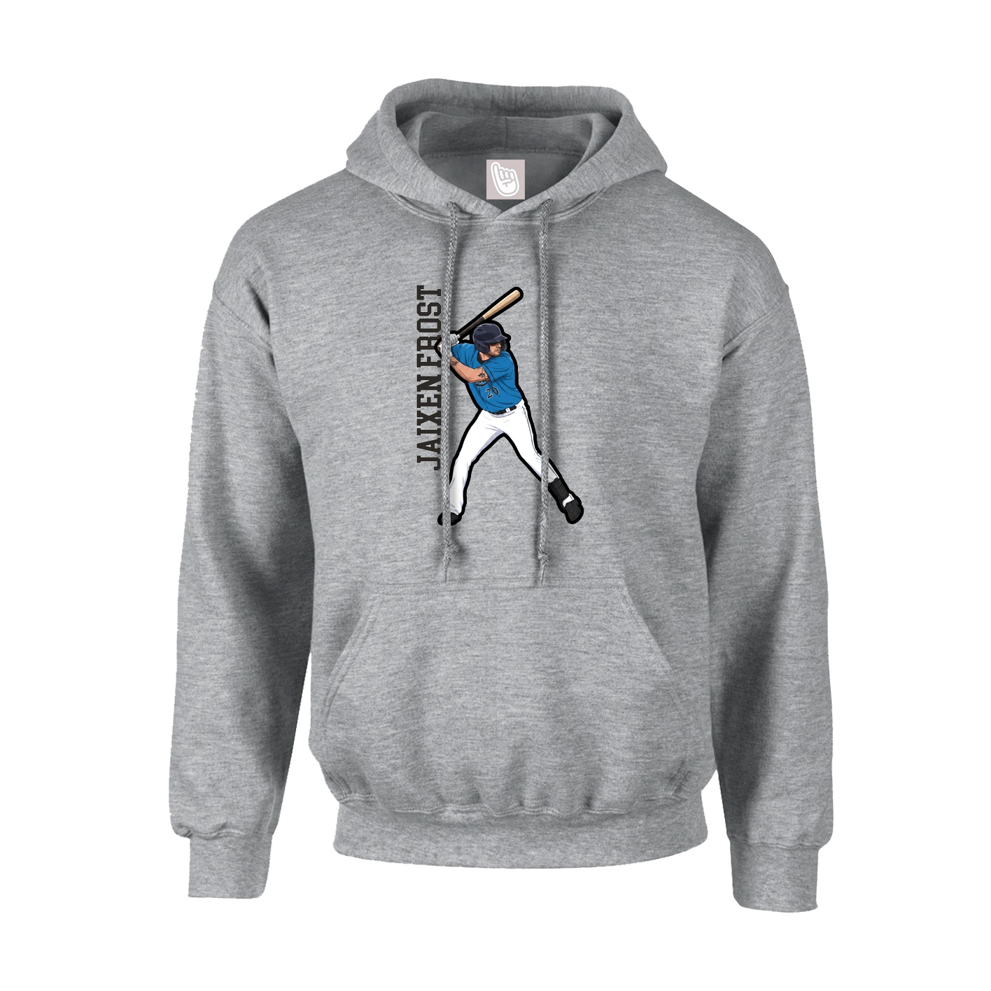 Hoodie — Name Vertical in Grey