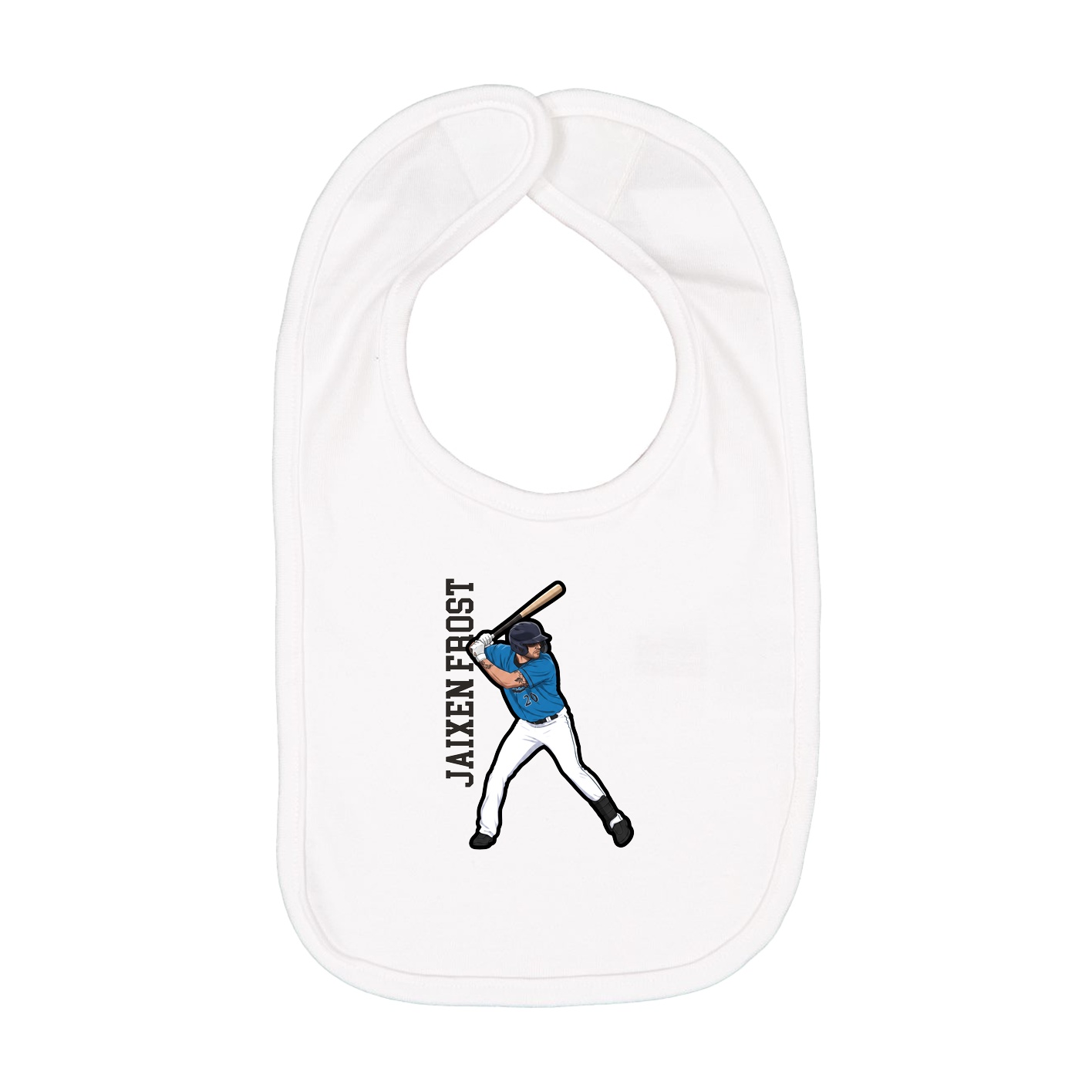 Infant Bib — Name Vertical in White
