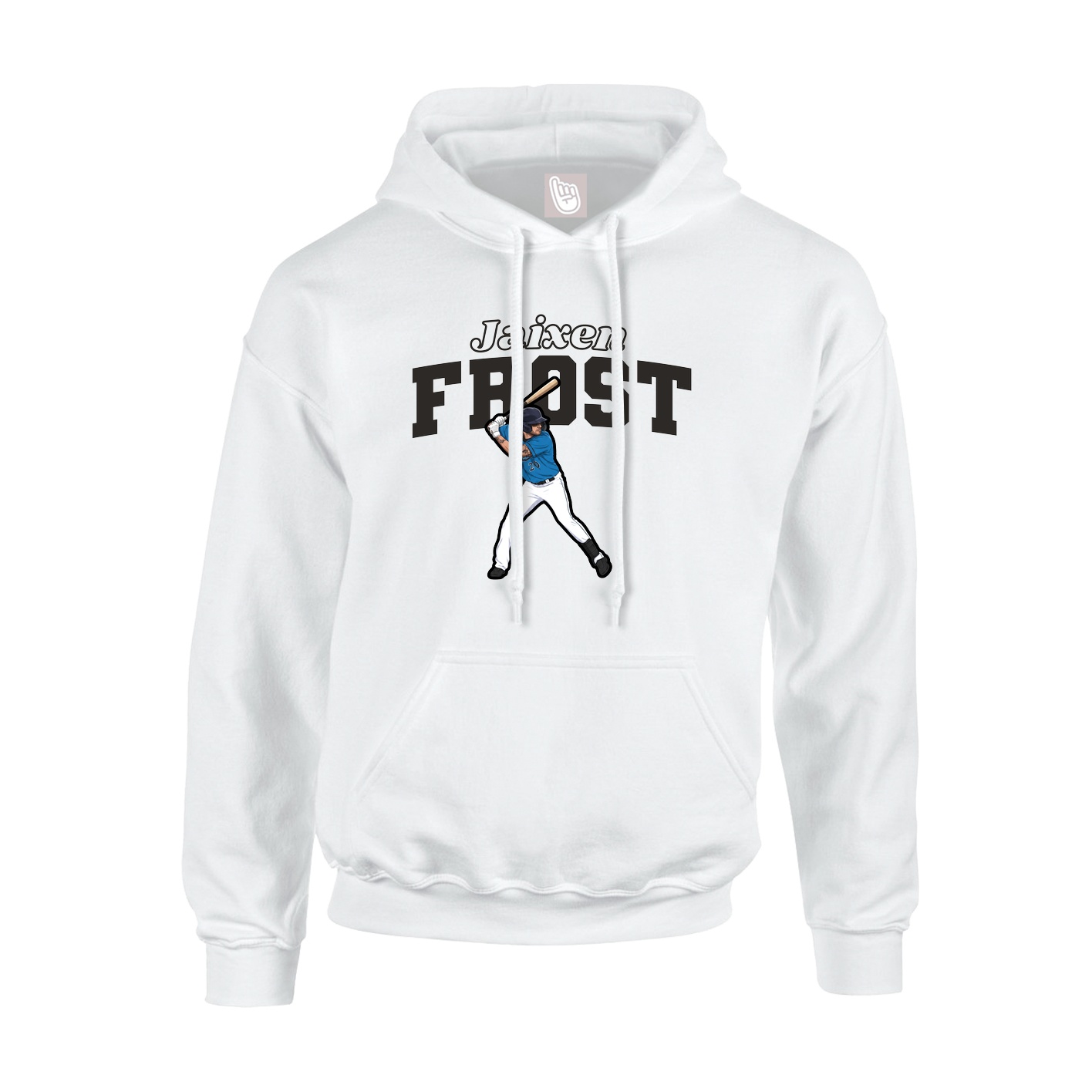 Youth Hoodie — Name Arch in White