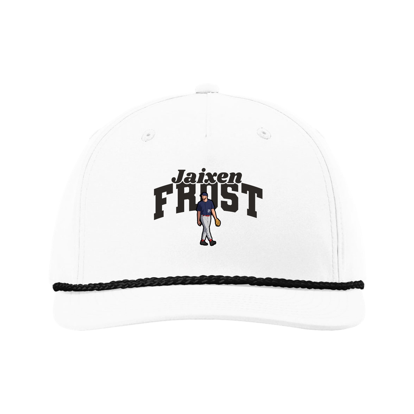 Five-Panel Classic Rope Cap — Signature Arch in White
