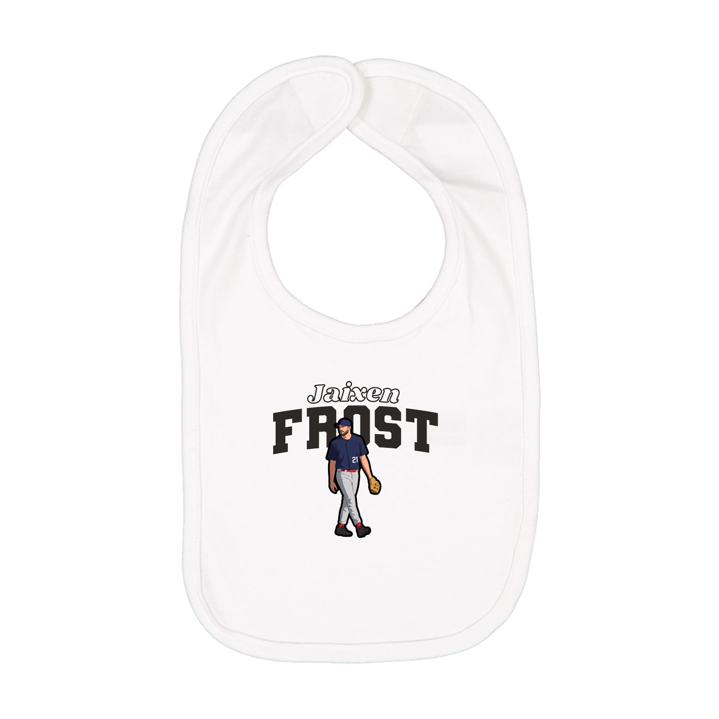 Infant Bib — Name Arch in White