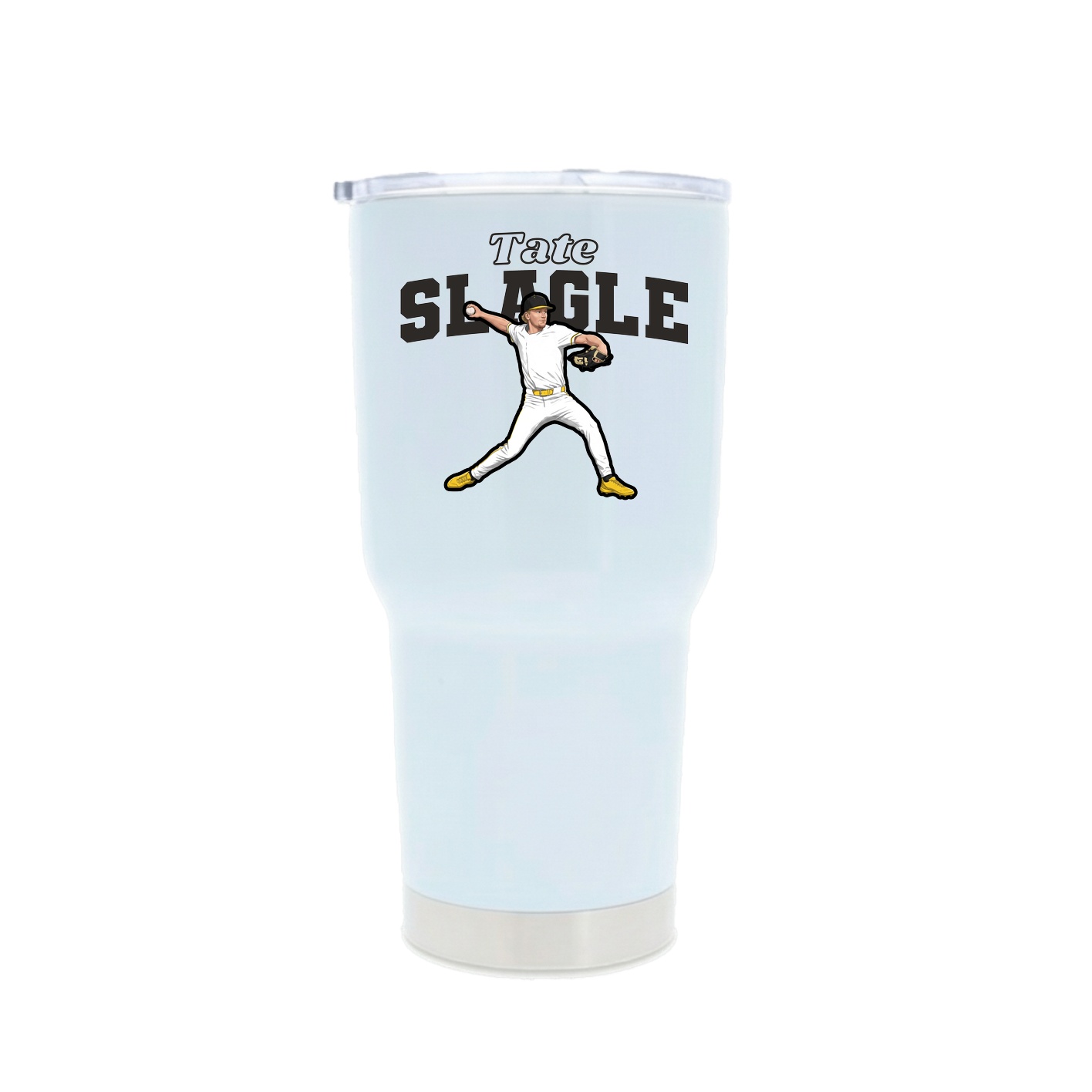 30oz Stainless Steel Tumbler — Name Arch in White