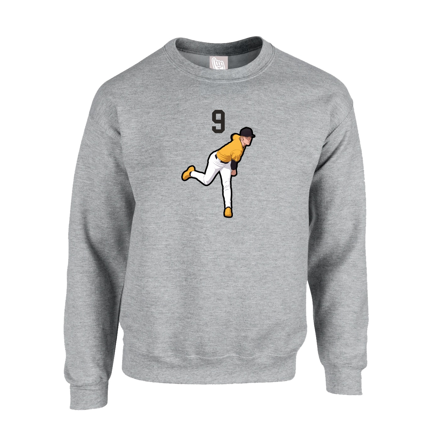 Fleece Crew — Number Top in Grey