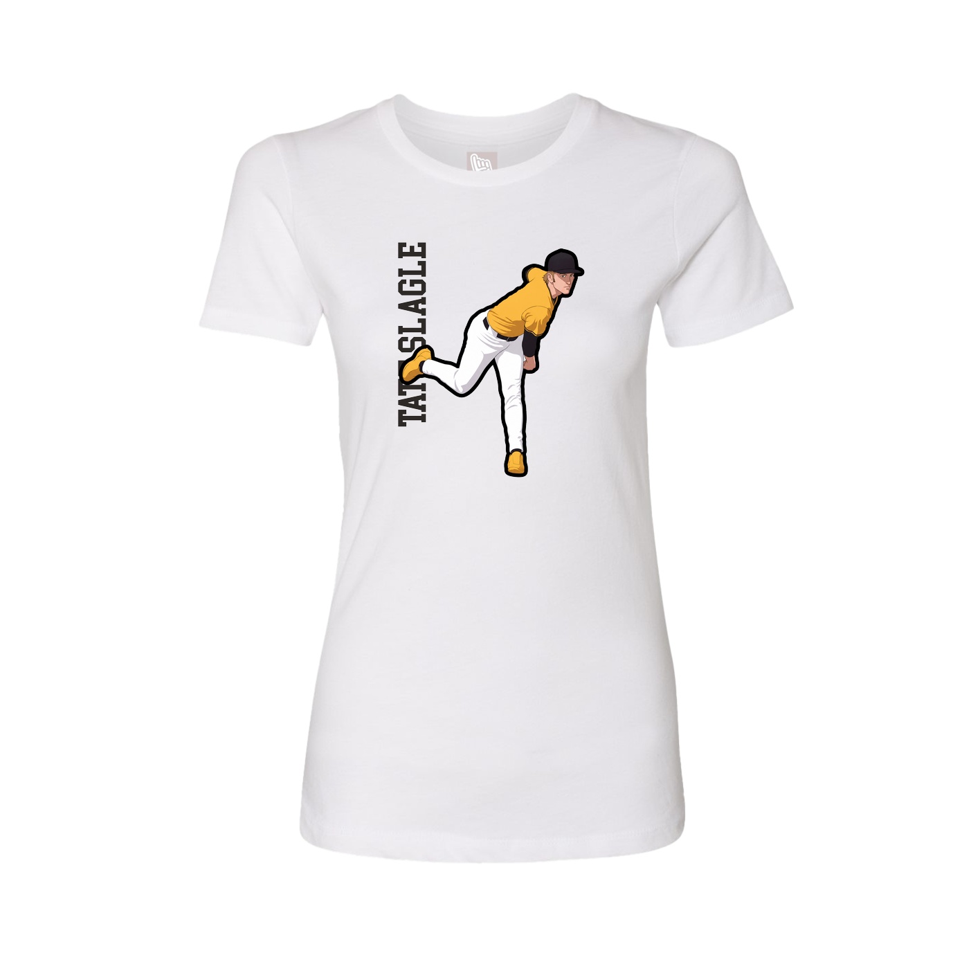 Fitted Women's Tee — Name Vertical in White