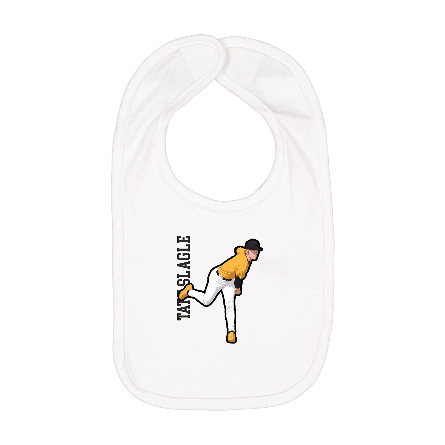 Infant Bib — Name Vertical in White
