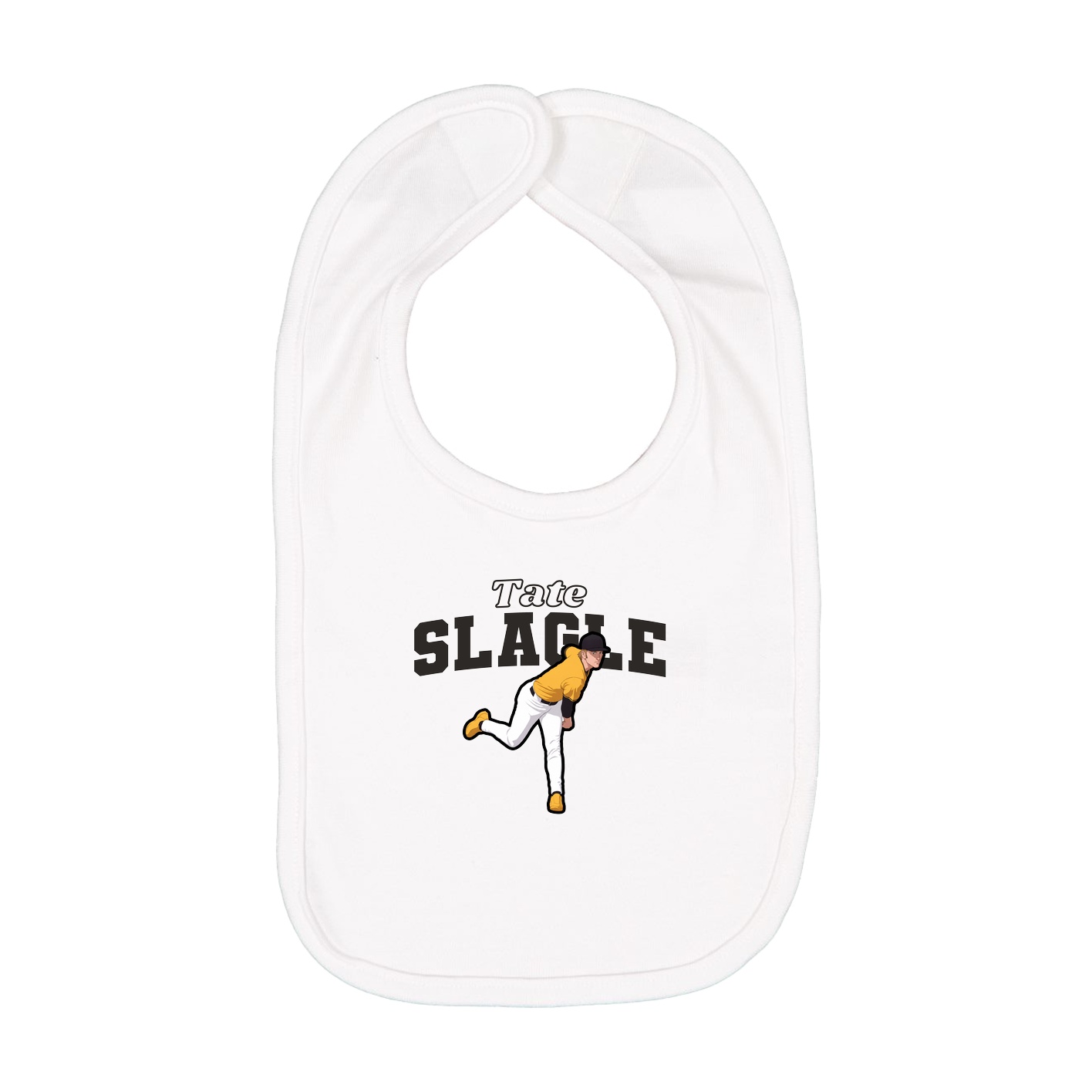 Infant Bib — Name Arch in White