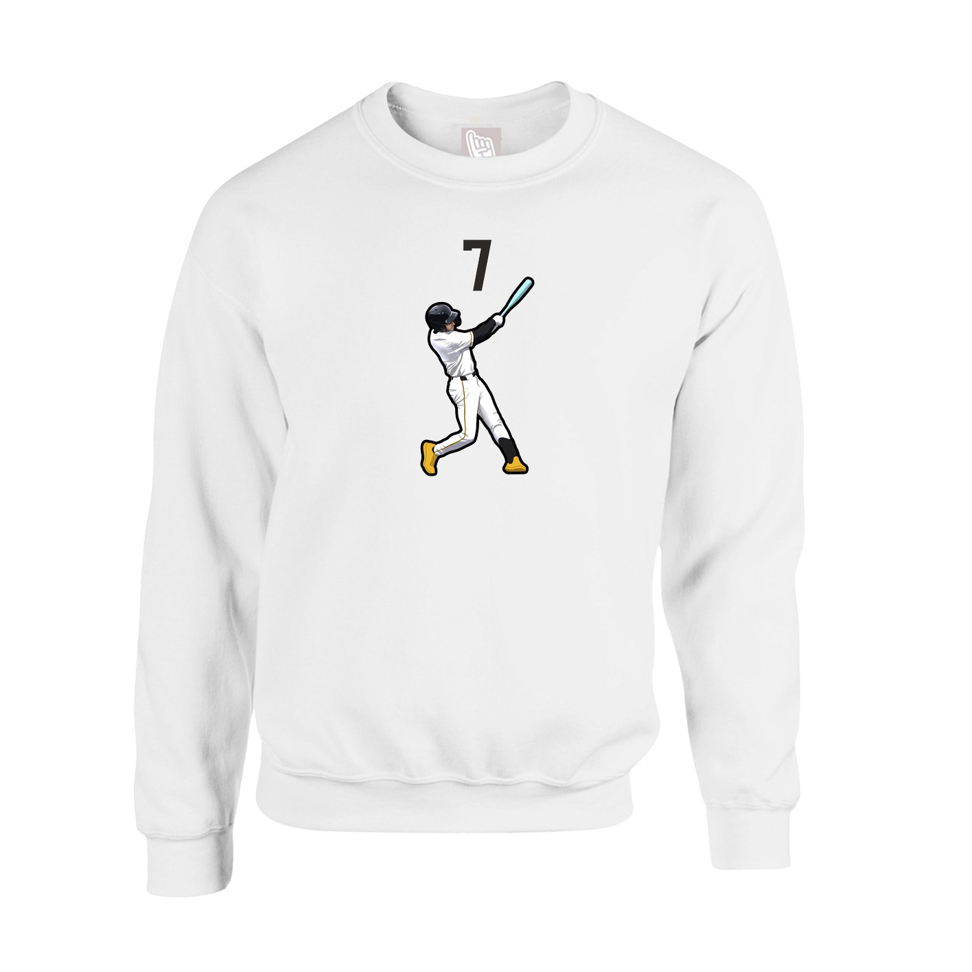 Fleece Crew — Number Top in White